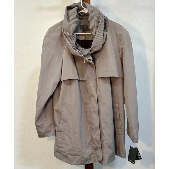 Gallery Jackets & Blazers - Gallery New York Raincoat Jacket Women’s XLP Petite Taupe Pleated Collar NWT